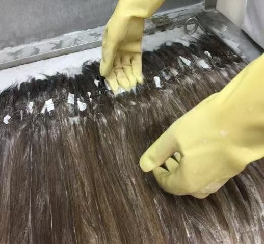 Traditional human hair bleaching initial treatment at Prime Human Hair