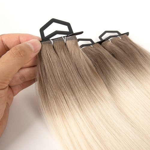 Dark Roots Genius Weft showing the finished weft seam